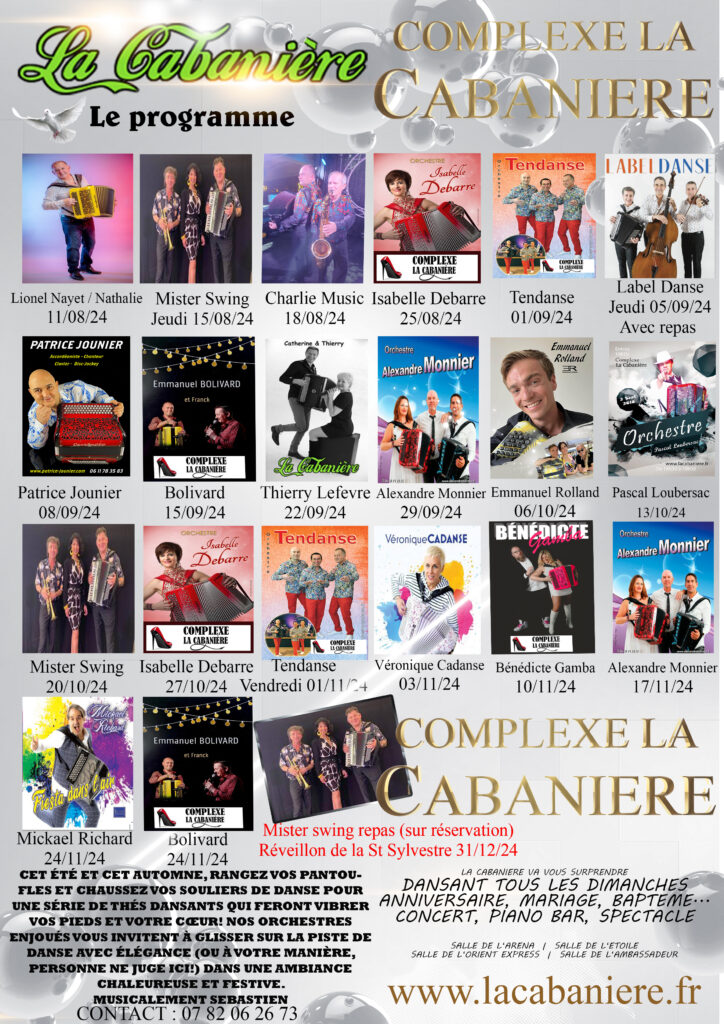 Programme thé dansant la cabanière 2024